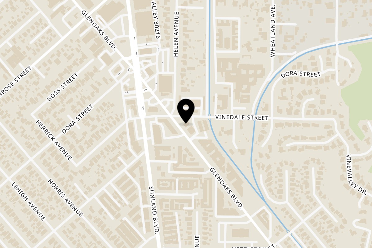 Map showing the location of Old Time Drive In on 8742 Glenoaks Blvd in Sun Valley